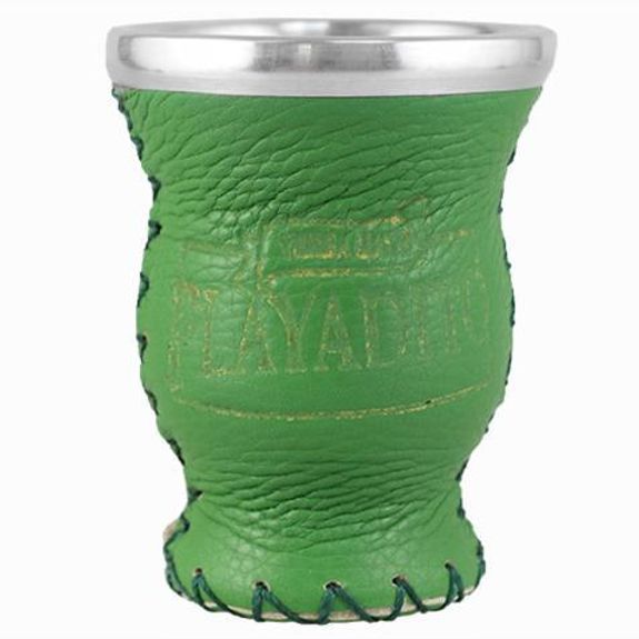 Playadito GRØNN gourd glass + steel ring, leather - 6stk