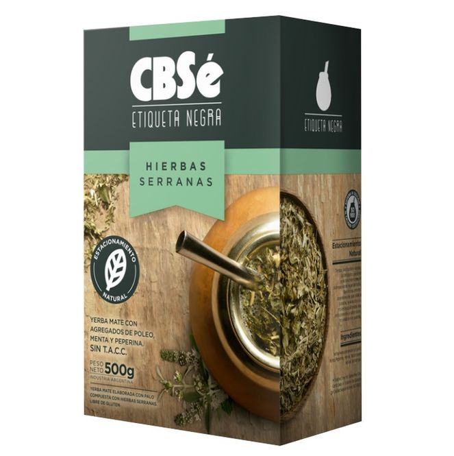 Hovedbilde CBSé Etiqueta Negra Yerba Mate Hierbas Serranas 12x500g