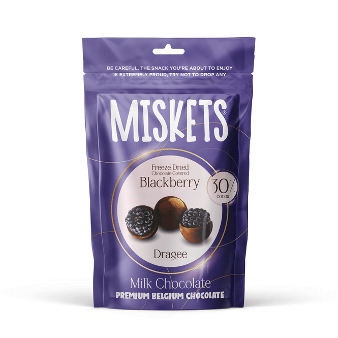 Hovedbilde Miskets Milk Chocolate Coated Freeze Dried Blackberry 12x80g